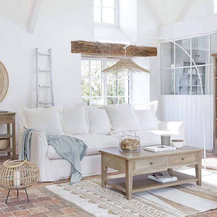 Maisons Du Monde Ines - Escalera Decorativa De Roble Blanco