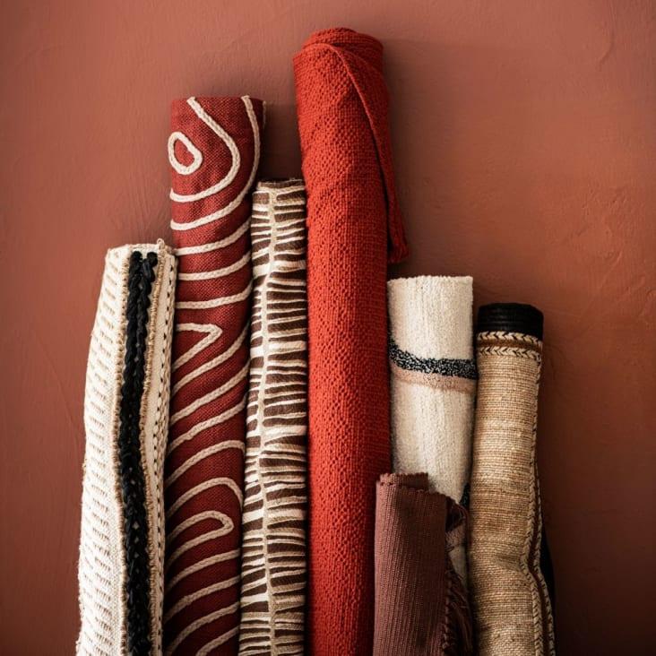 Maisons Du Monde IRAJA - Manta De Algodón En Relieve Terracota Con Flecos 130x170