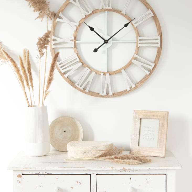Maisons Du Monde IRVINE - Reloj De Color Natural Y Blanco D.70