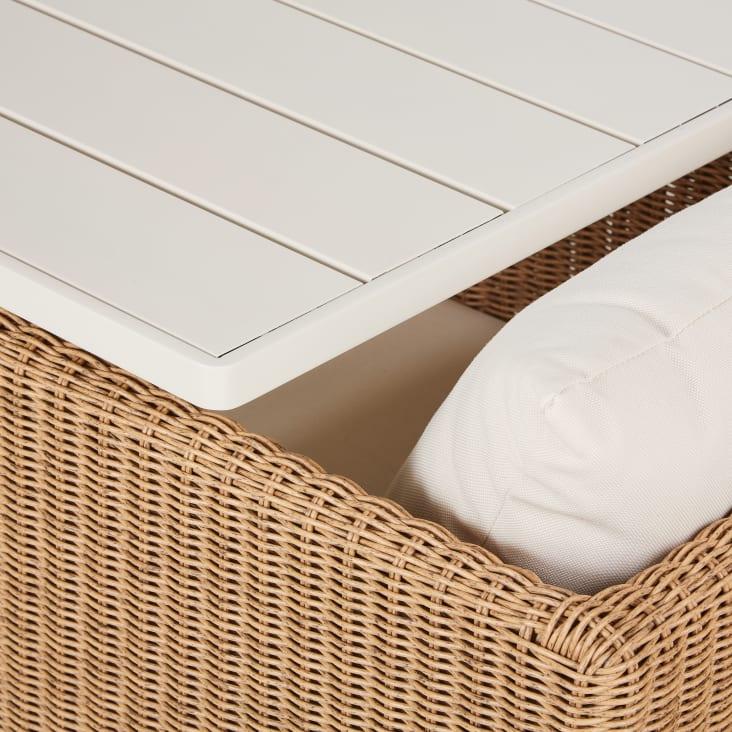 Maisons Du Monde Iseo - Conjunto De Mesa Y 4 Sillas De Jardín De Metal Crudo Y Resina Beige