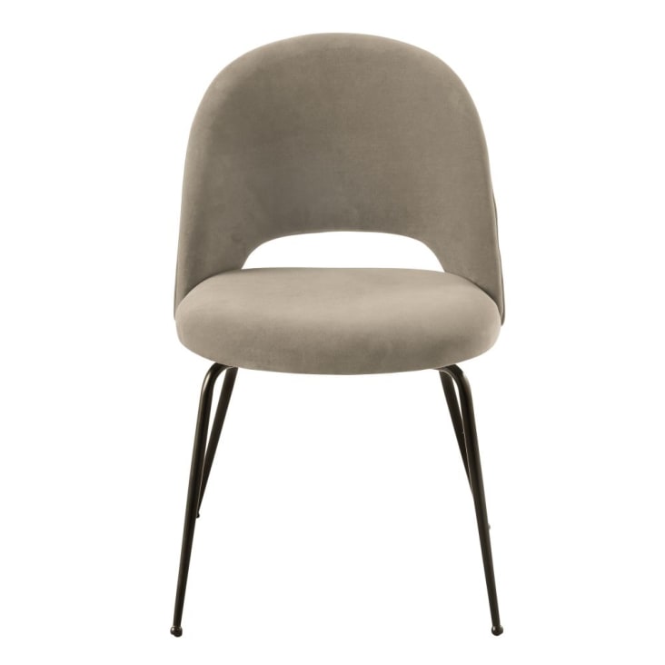 Maisons Du Monde Isys - Silla De Terciopelo De Algodón Beige Capuchino Y Acero Negro