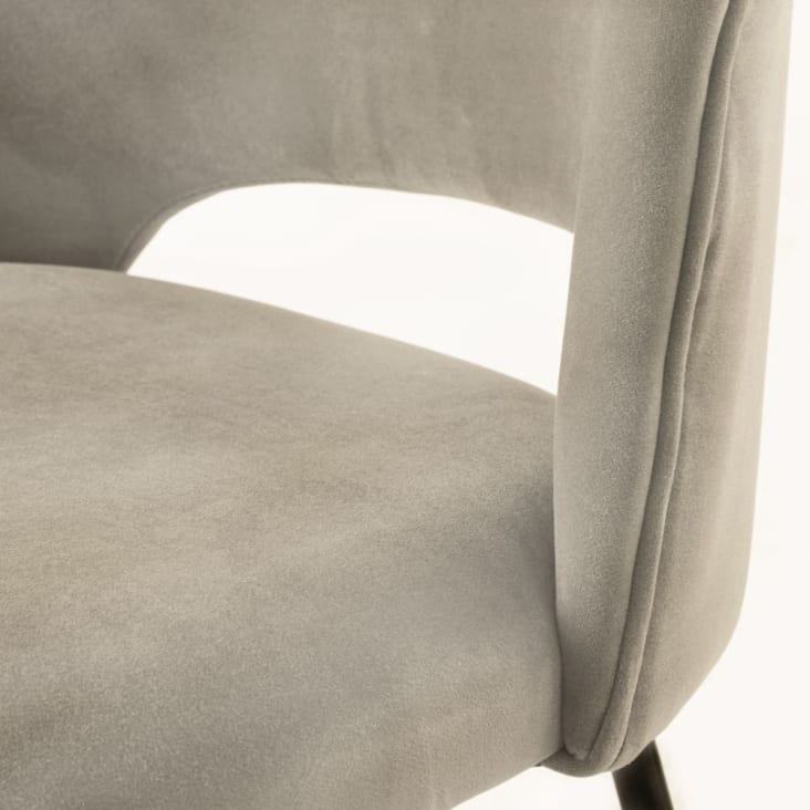 Maisons Du Monde Isys - Silla De Terciopelo De Algodón Beige Capuchino Y Acero Negro
