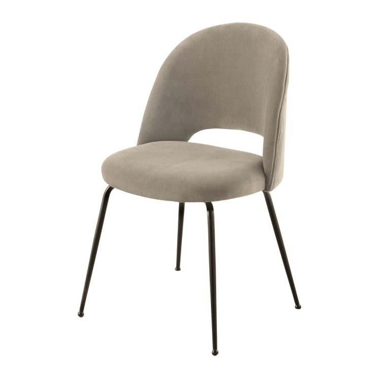 Maisons du Monde Isys - Silla de terciopelo de algodón beige capuchino y acero negro