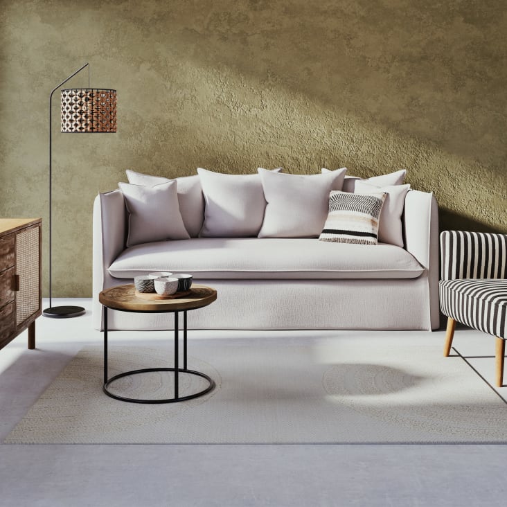 Maisons Du Monde Jacinthe - Lámpara De Pie De Metal Negro Y Fibra Vegetal Alt.162