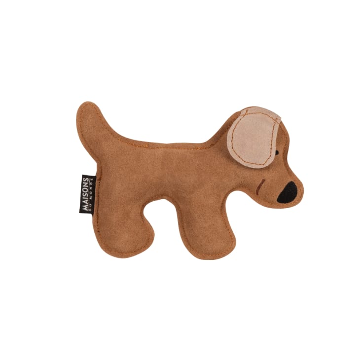 Maisons du Monde Jack - Perro de peluche con sonidos mascotas de cuero marrón