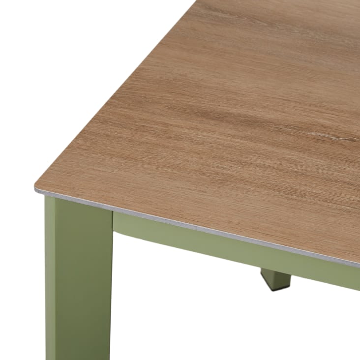 Maisons Du Monde Jaden - Conjunto De Banco De Exterior De Aluminio Verde Caqui Y Cojines Color Crudo 1 Banco Y 1 Mesa