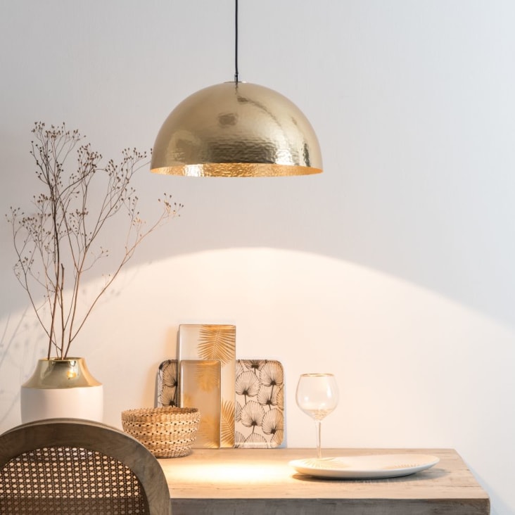 Maisons Du Monde Jamie - Lámpara De Techo De Metal Martillado Dorado