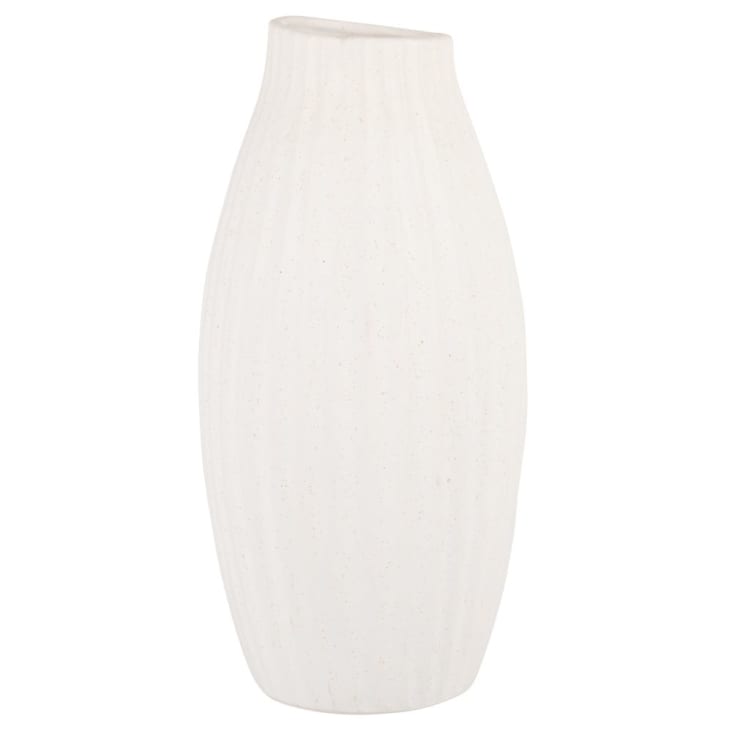 Maisons du Monde Jarrón de gres con estrías color crudo 31 cm