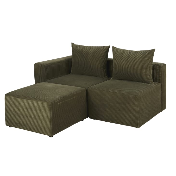 Maisons Du Monde Jill - Sofá De 2/3 Plazas Pana Verde Caqui