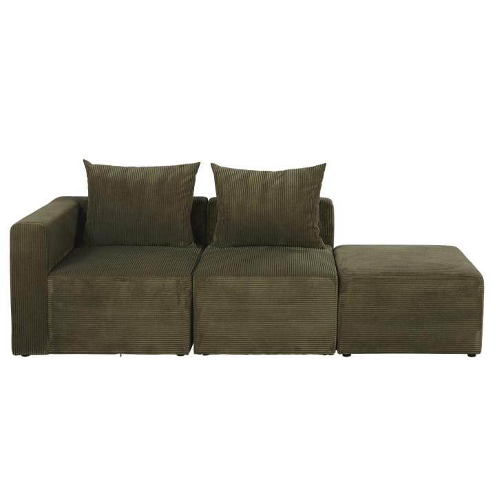 Maisons du Monde Jill - Sofá de 2/3 plazas pana verde caqui