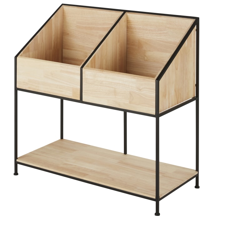 Maisons Du Monde JIMMY - Cajonera Para Vinilos De Madera De Abeto Y Hierro Reciclado Negro