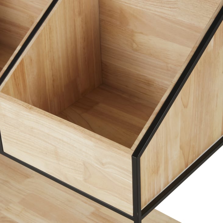 Maisons Du Monde JIMMY - Cajonera Para Vinilos De Madera De Abeto Y Hierro Reciclado Negro