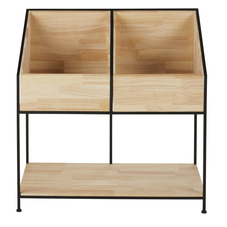 Maisons du Monde JIMMY - Cajonera para vinilos de madera de abeto y hierro reciclado negro