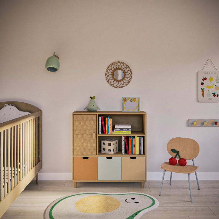 Maisons Du Monde Joane - Librería Infantil 1 Puerta 3 Peanas Tricolor