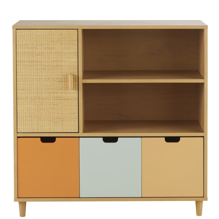 Maisons du Monde Joane - Librería infantil 1 puerta 3 peanas tricolor