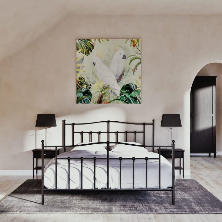 Maisons Du Monde Jona - Cama De Metal Con Somier De Láminas De Madera De Pino 160 X 200