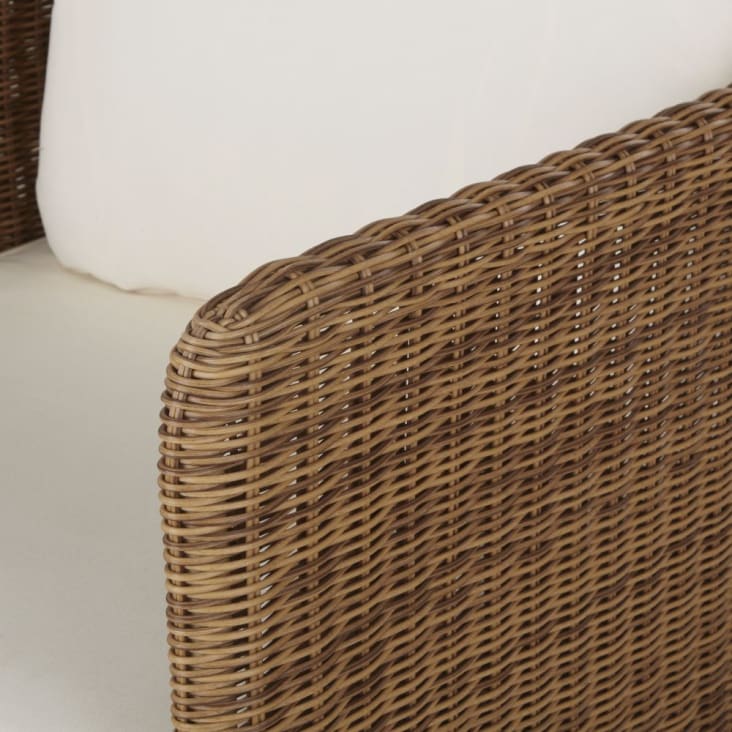 Maisons Du Monde Joran - Sillón De Jardín De Resina Trenzada Efecto Ratán Con Cojines Color Crudo