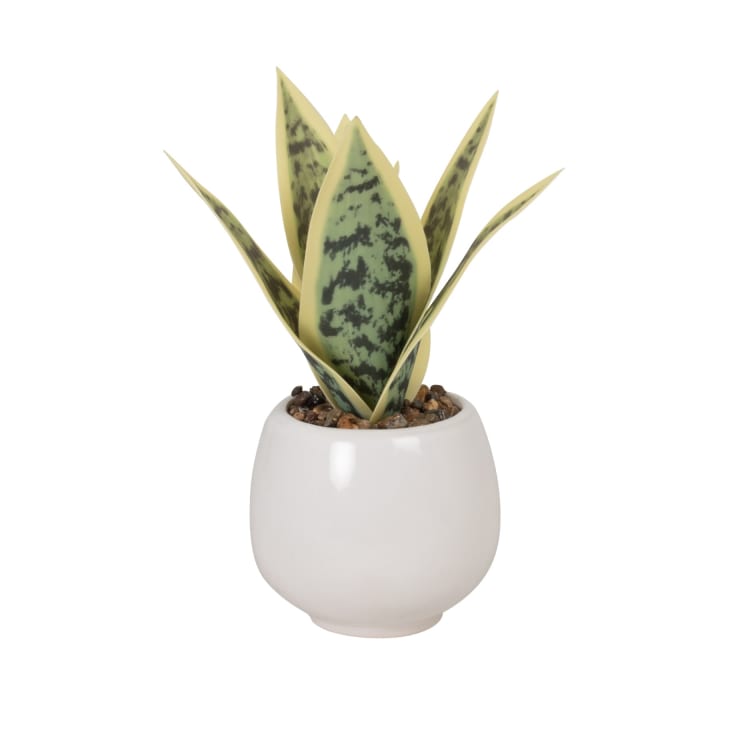 Maisons du Monde JOSE - Lote de 3 - Planta artificial con macetero de dolomita blanca