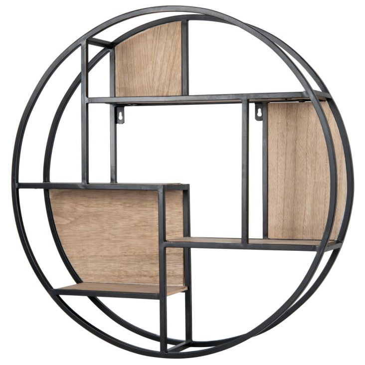 Maisons Du Monde JOSHUA - Estantería Redonda De Metal Color Negro Y Marrón