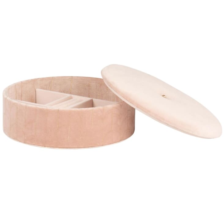 Maisons Du Monde Joyero De Terciopelo Rosa Con Motivos Decorativos Dorados