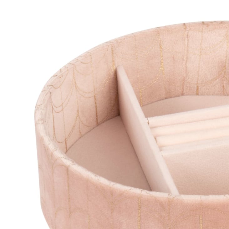 Maisons Du Monde Joyero De Terciopelo Rosa Con Motivos Decorativos Dorados