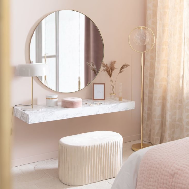 Maisons Du Monde Joyero De Terciopelo Rosa Con Motivos Decorativos Dorados