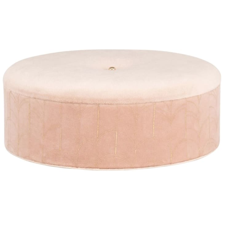Maisons du Monde Joyero de terciopelo rosa con motivos decorativos dorados