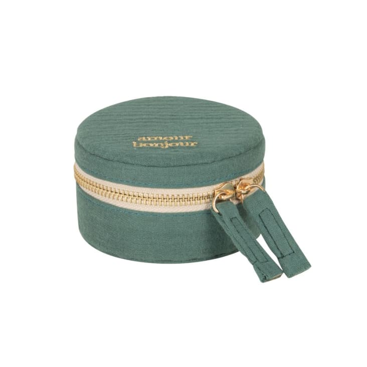 Maisons du Monde Joyero de viaje verde dorado y crudo
