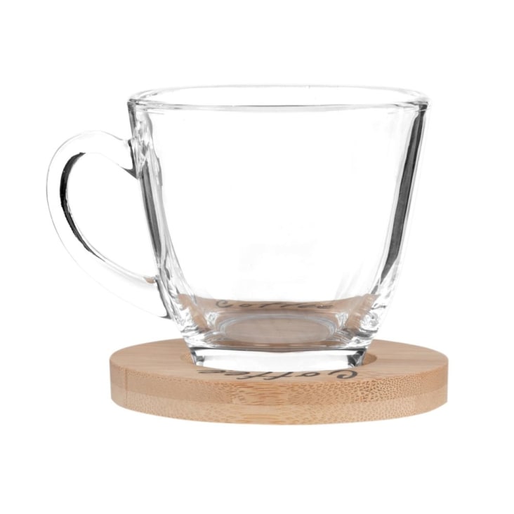 Maisons Du Monde Juego De 4 Tazas De Vidrio Y Platos De Bambú