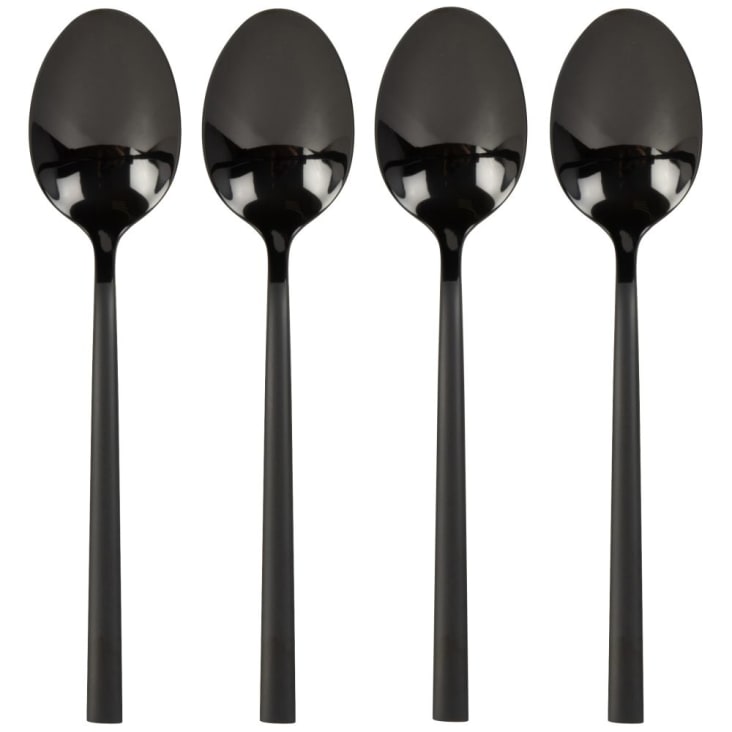 Maisons du Monde Juego de 4cucharas de acero inoxidable negro mate