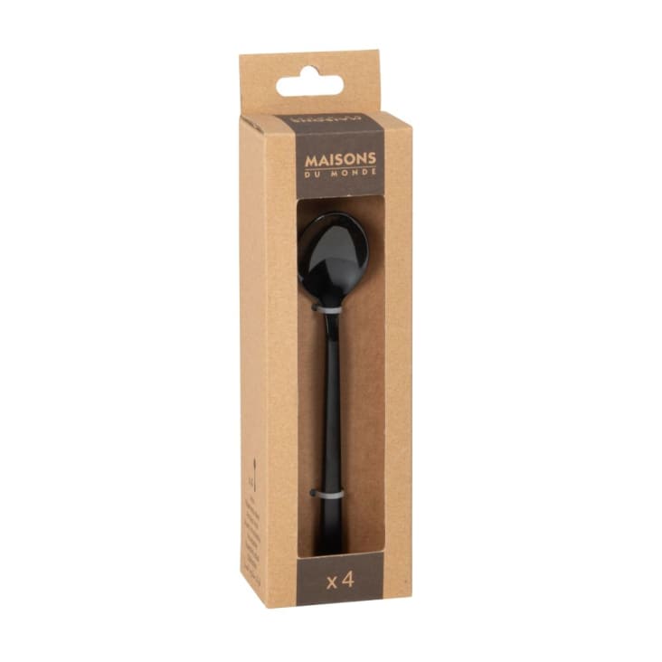Maisons Du Monde Juego De 4cucharillas De Postre De Acero Inoxidable Negro