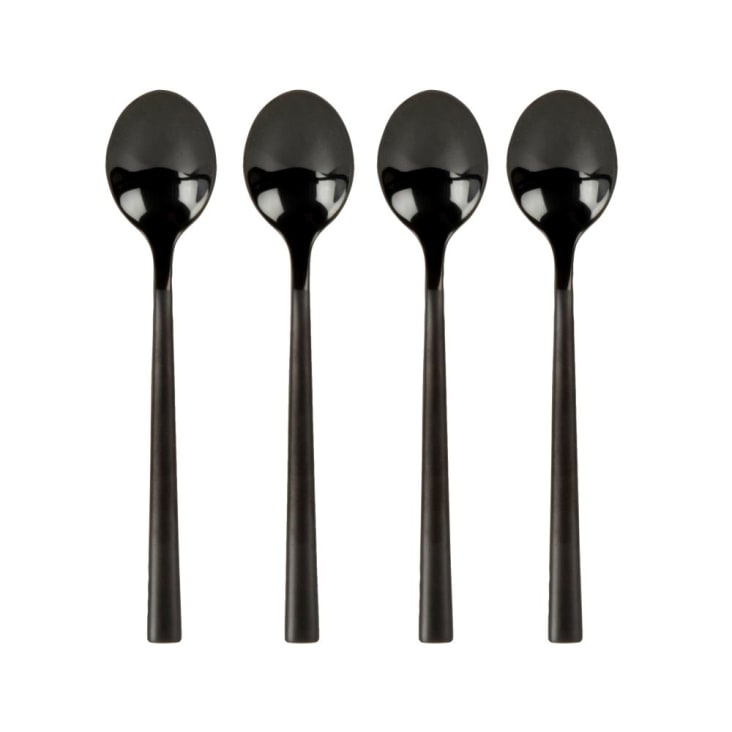 Maisons du Monde Juego de 4cucharillas de postre de acero inoxidable negro