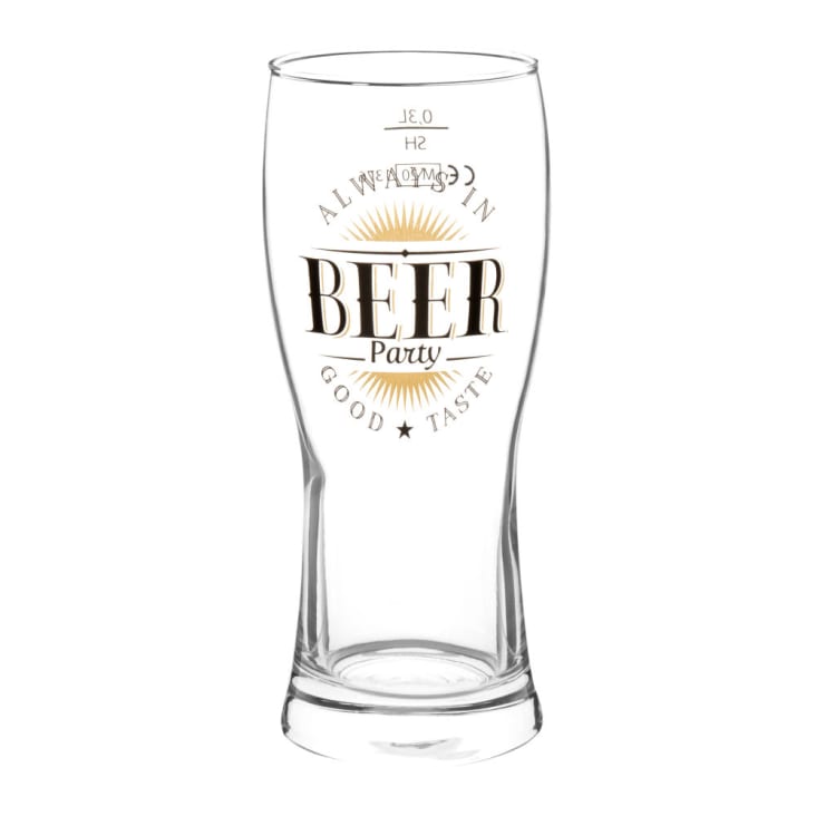 Maisons Du Monde Juego De 6 Vasos De Cerveza De Cristal Con Soporte Estampado