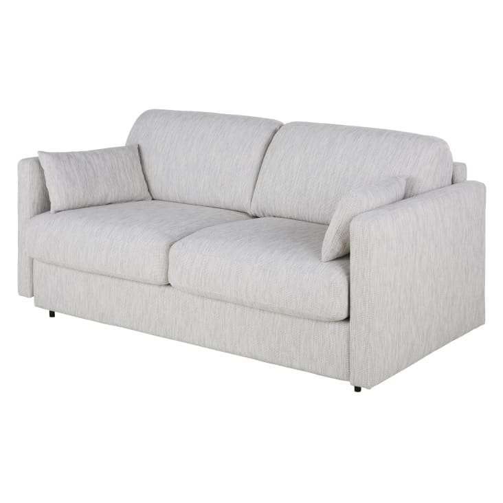 Maisons Du Monde Julian - Sofá Cama De 2/3 Plazas De Tela Reciclada Gris Claro Colchón De 18 Cm