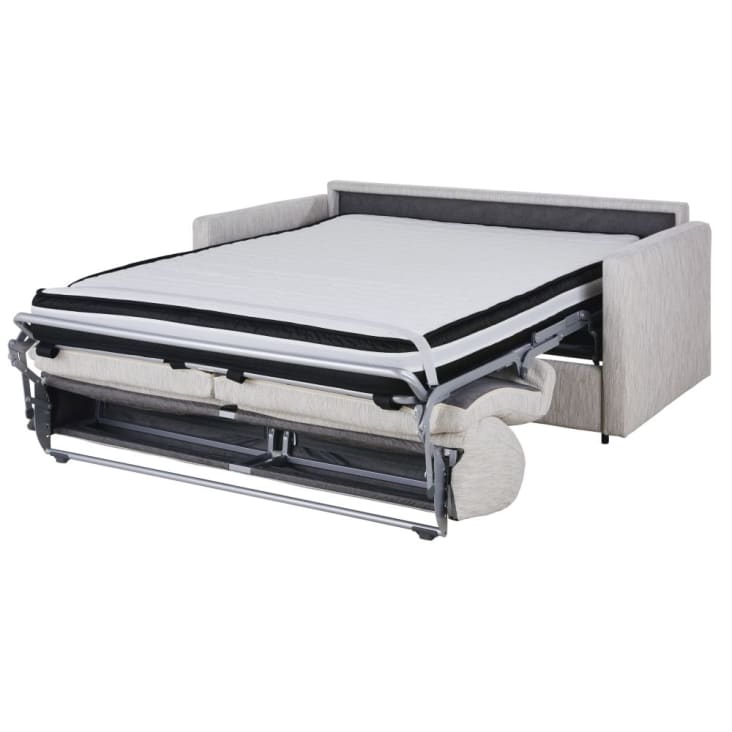 Maisons Du Monde Julian - Sofá Cama De 2/3 Plazas De Tela Reciclada Gris Claro Colchón De 18 Cm