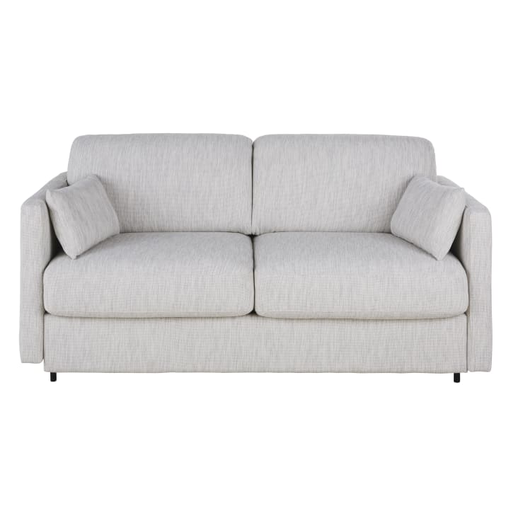Maisons du Monde Julian - Sofá cama de 2/3 plazas de tela reciclada gris claro colchón de 18 cm