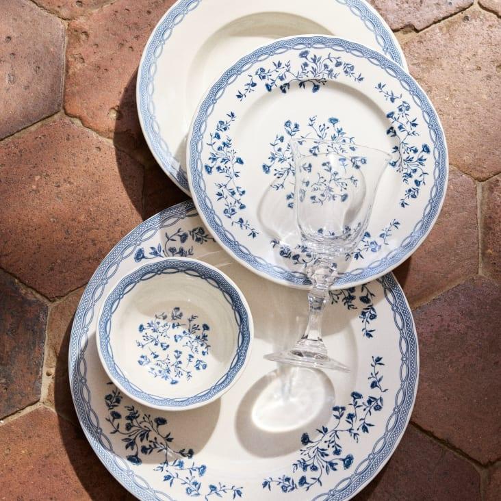 Maisons Du Monde Juliette - Plato De Postre De Cerámica Blanca Con Dibujos Azules