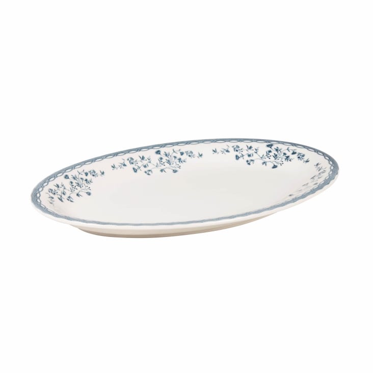 Maisons Du Monde Juliette - Plato De Presentación De Cerámica Blanca Con Dibujos Azules