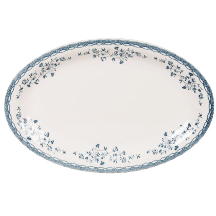 Maisons du Monde Juliette - Plato de presentación de cerámica blanca con dibujos azules