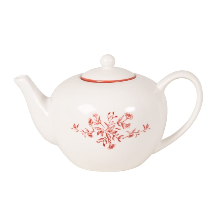Maisons du Monde Juliette - Tetera de cerámica blanca con flores rojos 1 1L