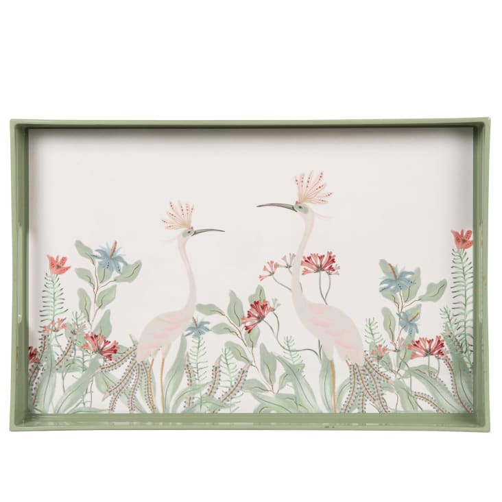 Maisons du Monde Kali - Bandeja de flores en beige verde y rojo