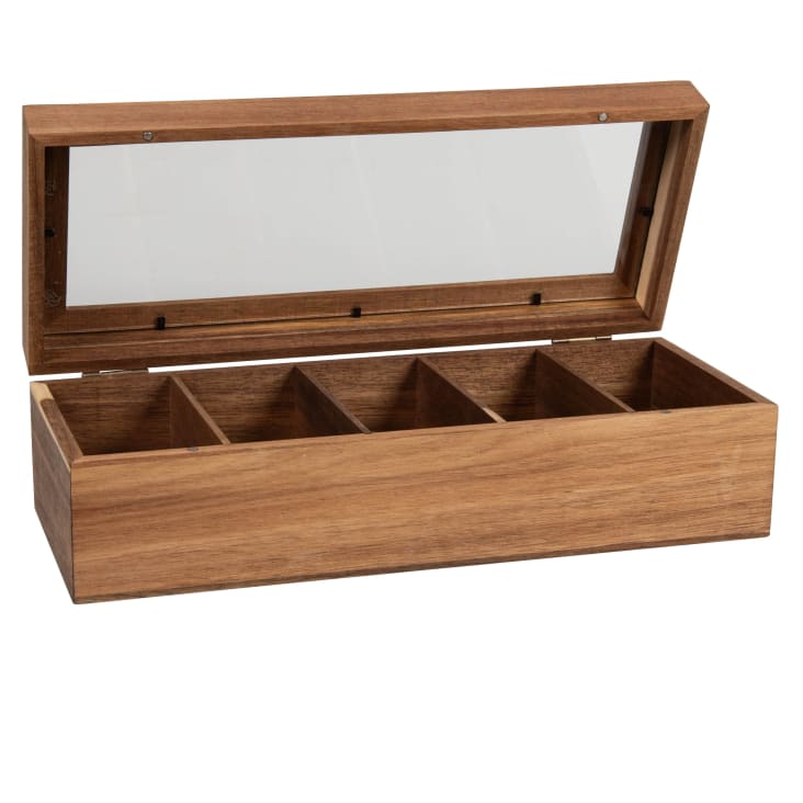 Maisons Du Monde Kali - Caja De Té De Madera De Acacia Con Vidrio Transparente