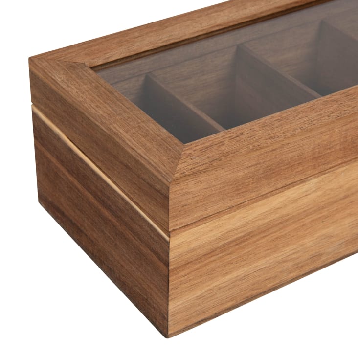 Maisons Du Monde Kali - Caja De Té De Madera De Acacia Con Vidrio Transparente