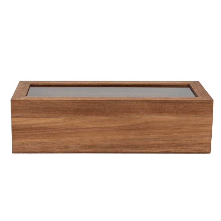 Maisons du Monde Kali - Caja de té de madera de acacia con vidrio transparente