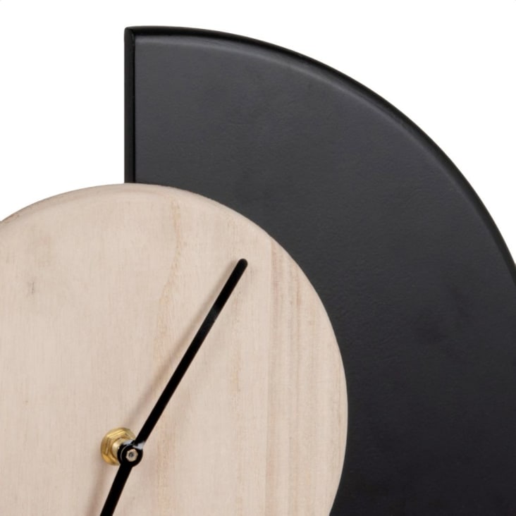Maisons Du Monde KAMINA - Reloj De Madera De Paulonia Beige Y Metal Negro 36 X 35