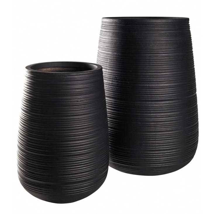 Maisons du Monde Kampala - 2 macetas de jardín ranuradas en negro Alt.64