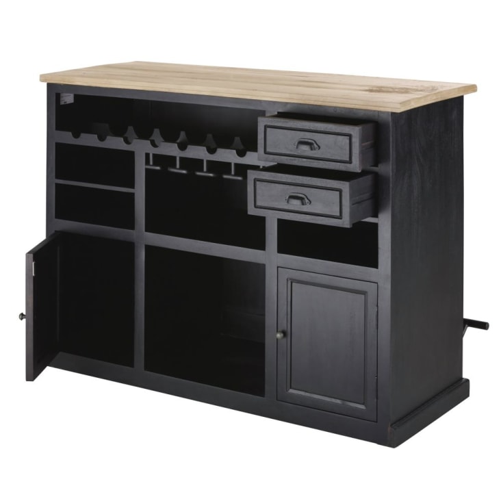 Maisons Du Monde Kansas - Bar Industrial Con Reposapiés Metal Gris Acabado Patinado/envejecido