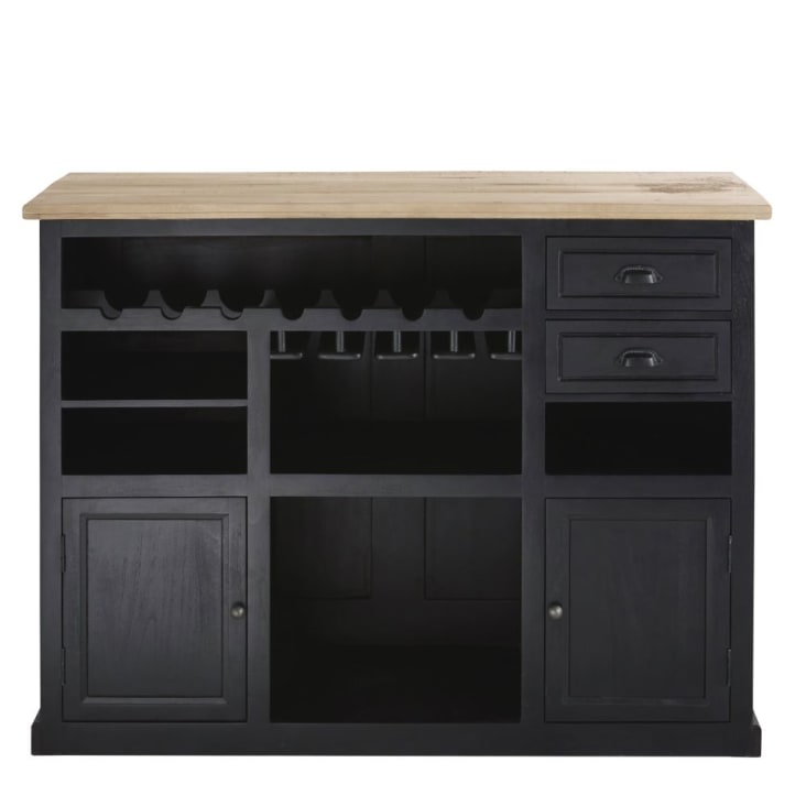 Maisons Du Monde Kansas - Bar Industrial Con Reposapiés Metal Gris Acabado Patinado/envejecido