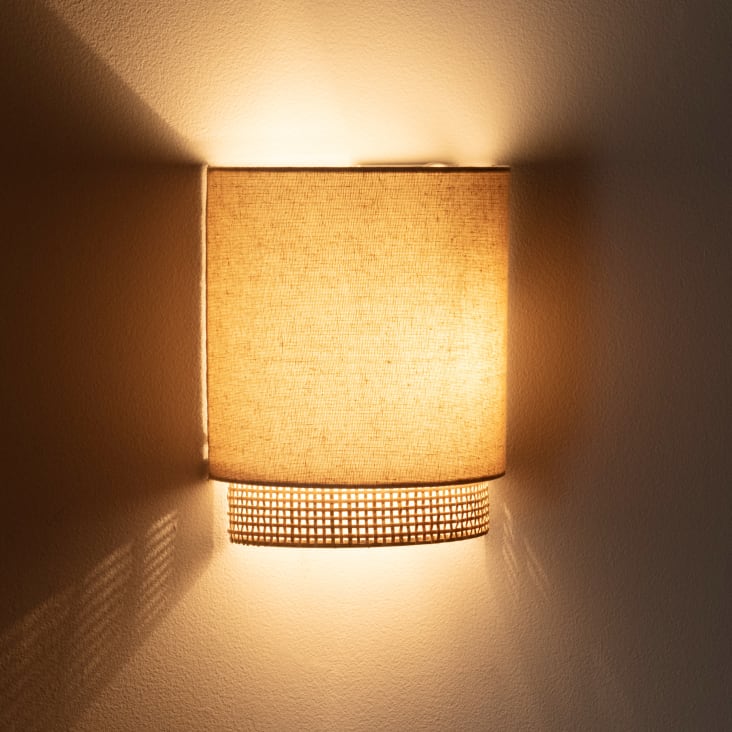 Maisons Du Monde Karven - Aplique De Algodón Beige Y Ratán D.10