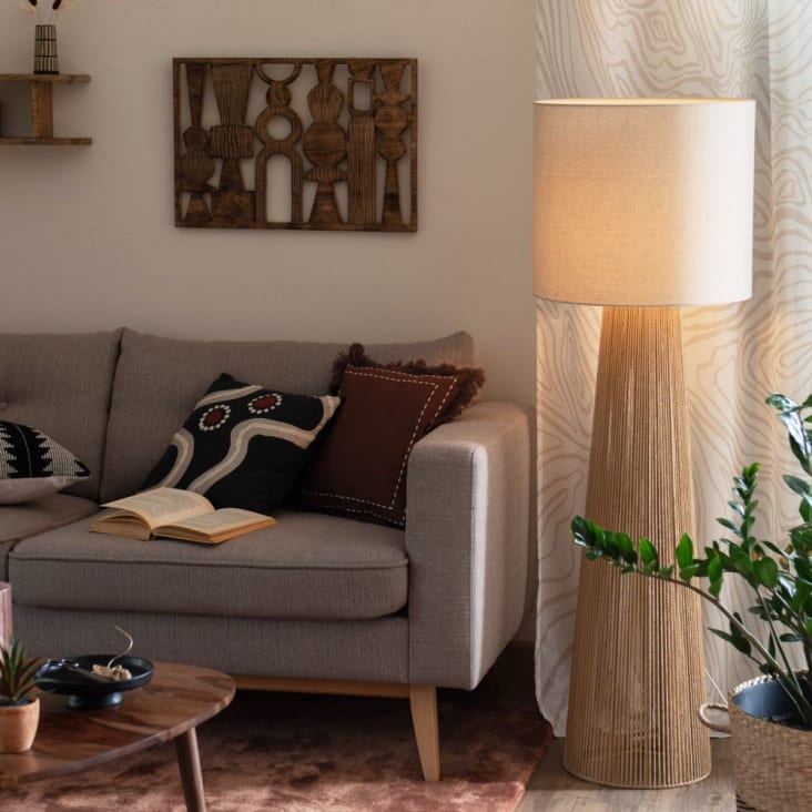 Maisons Du Monde Kata - Lámpara Pie De Papel Con Pantalla De Poliéster Reciclado Beige Alt. 141